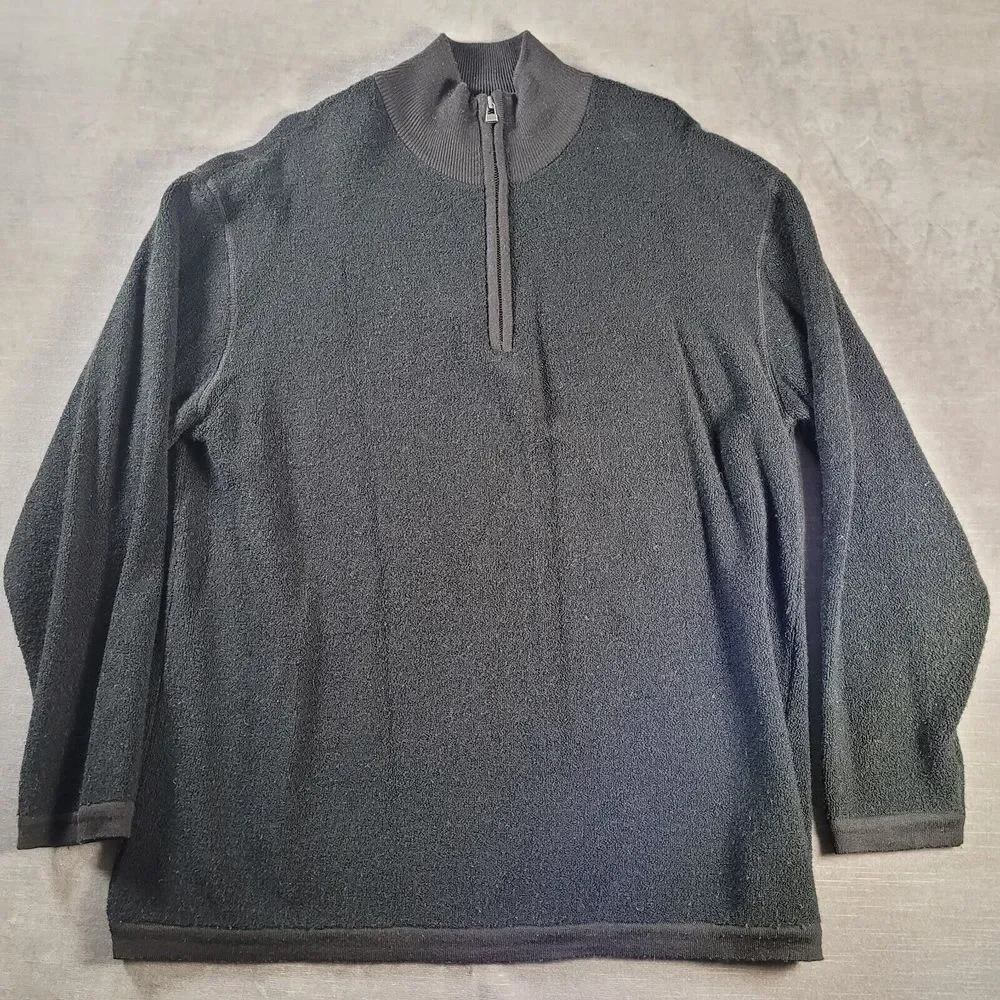 Eddie Bauer‎ Ebtek Vintage Wool Blend 1/4 Zip Mock Neck Mens Black Size Medium